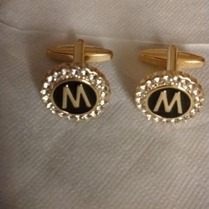 Cufflinks initial "M" $28+ NWOT+free necktie